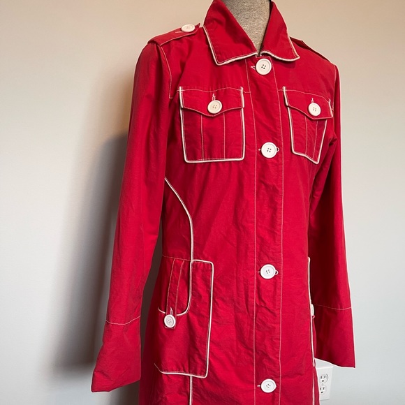 ONLY Brand Stylish Red Trench Coat - Picture 10 of 15
